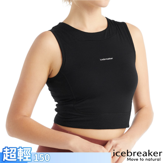 【Icebreaker】女ZoneKnit™ Cool-Lit 網眼短版運動背心(附罩杯)/IB0A56FC-001 黑✿30E010